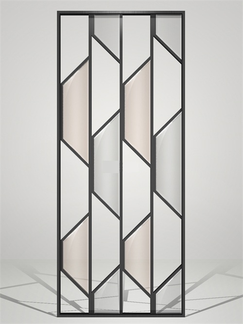 现代简约金属不锈钢艺术玻璃隔断屏风